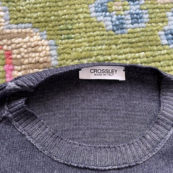 Crossley Italian 100% Soft Wool Grey Sweater w. Exposed Seams Look, Unisex & Lg - Picture 3 of 4